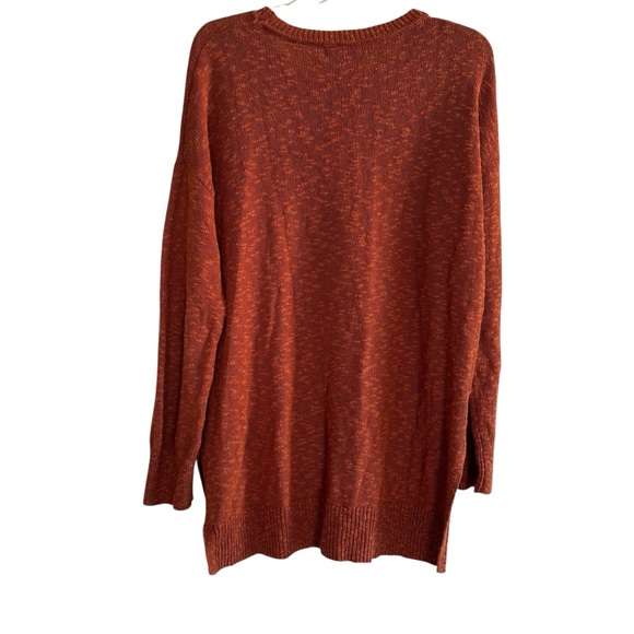 Rachel Zoe Burnt Orange Sweater Long Tunic Knit Pullover Linen Blend Boho M - Picture 5 of 9